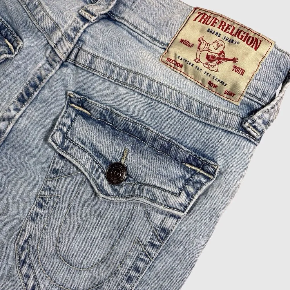 True Religion Jeans Mens 29x34 Rocco Relaxed Skinny Light Wash Blue Denim
